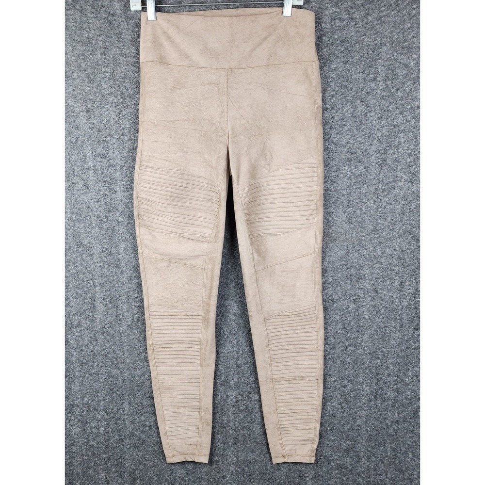 Bagatelle Moto Leggings Women Medium Tan Faux Suede Ribbed High Rise 69823